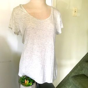NWT Max Studio Cream/Gray Stretch T-Shirt - Size L